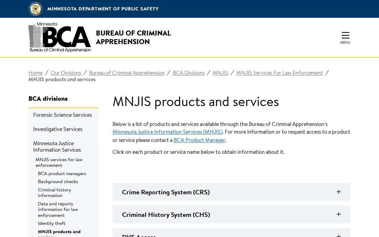 Minnesota Bureau of Criminal Apprehension law enforcement warrant service inventory page