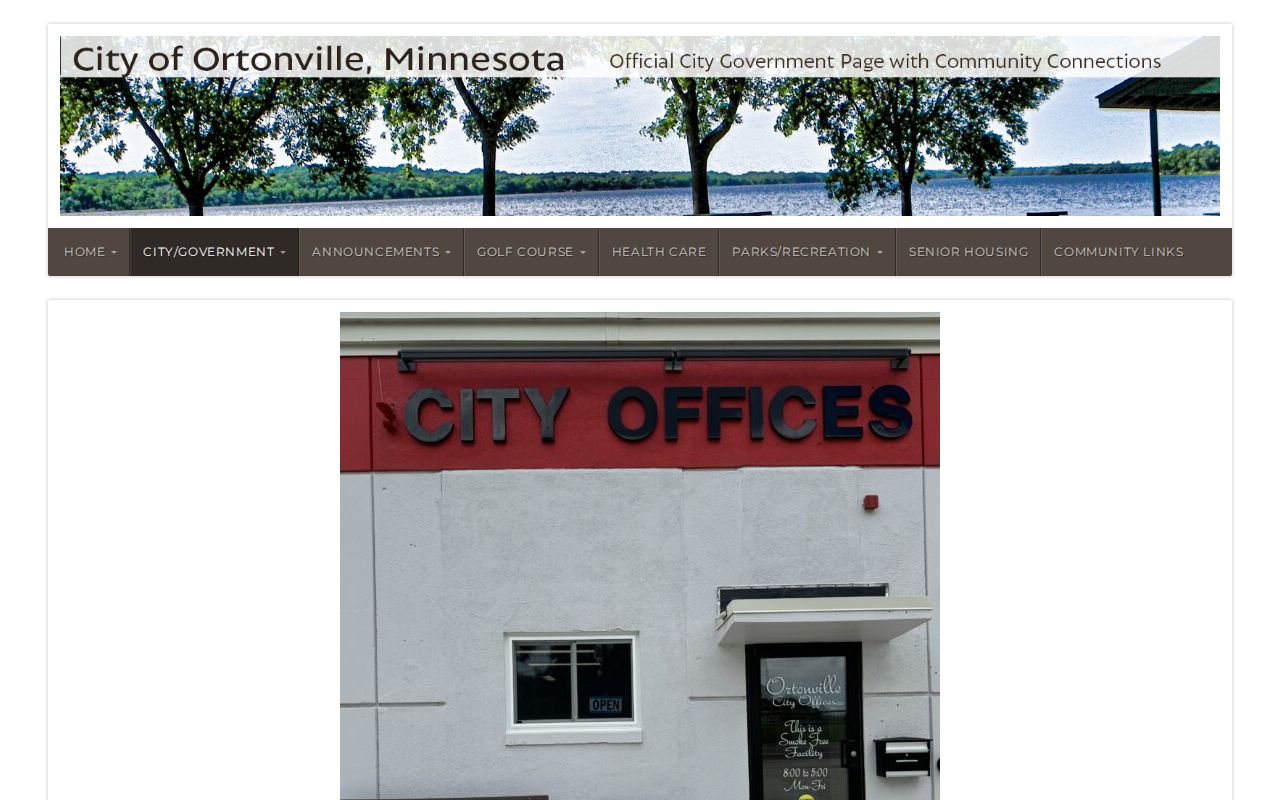 Ortonville city government page listing the city office used for Big Stone County warrant question routing